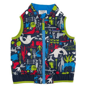 Patagonia Reversible Puffer Vest‎ 12-18 Months Blue Animals Style 60200